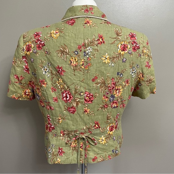 Vintage Jessica Howard women’s size 12 Floral Shirt linen toggle Cottagecore - Picture 2 of 8